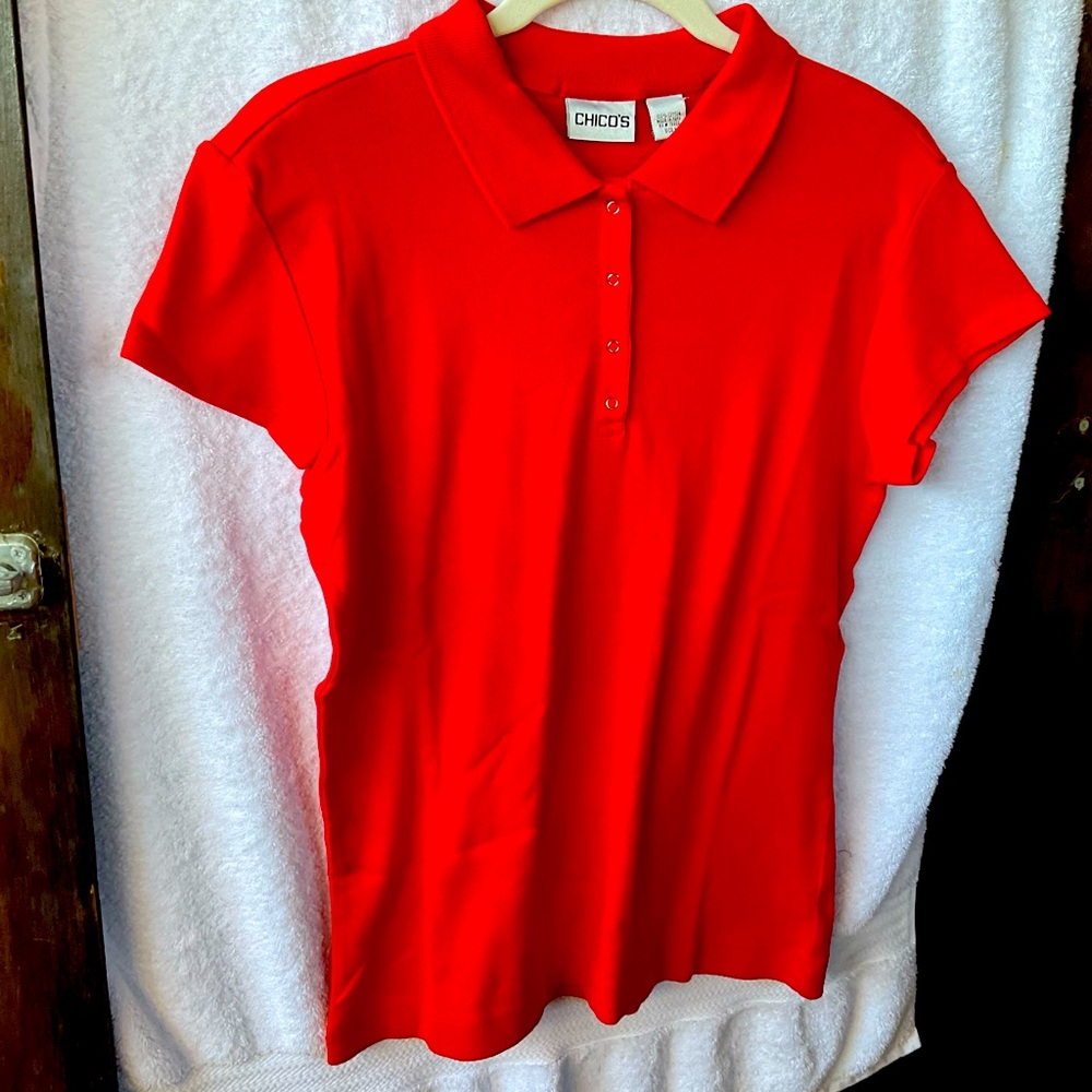 Chico’s Apparel Club Short Sleeve Tee Stop Red; NWT; M/8